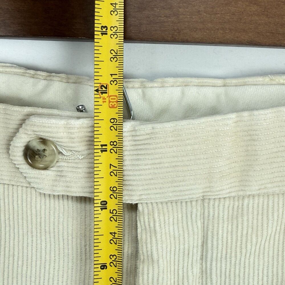 VTG Jos. A. Bank Mens Pants Beige Corduroy Straight Cuffed Pleat Chinos Size 35 - Picture 14 of 15